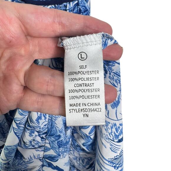 NWT The Sang Boutique Blue & White Tropical Floral Tiered Maxi Dress Large Long - Picture 13 of 16